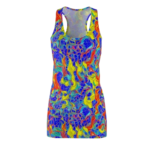 Blue Flame Maze on a Racerback Dress