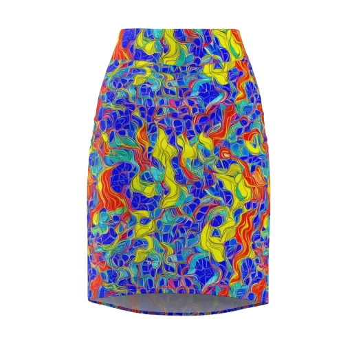Blue Flame Maze on a Pencil Skirt