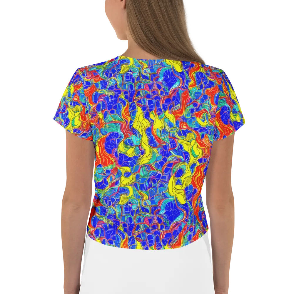 Blue Flame Maze on Crop Tee — Back