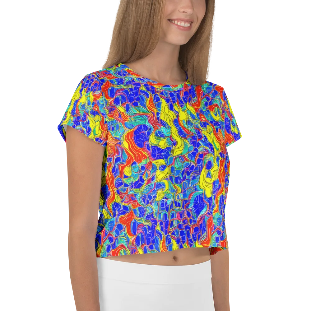 Blue Flame Maze on Crop Tee — Right