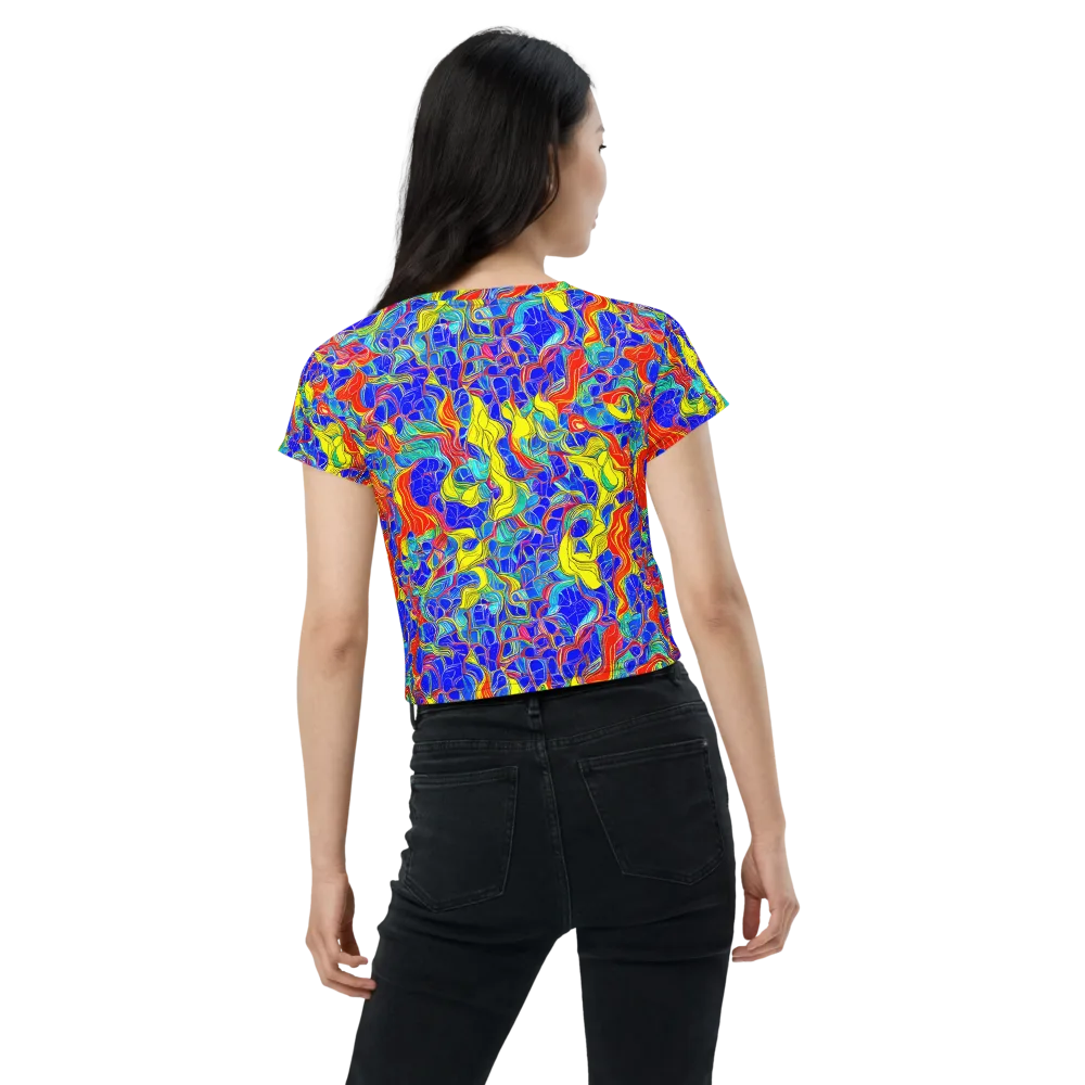 Blue Flame Maze on Crop Tee — Back