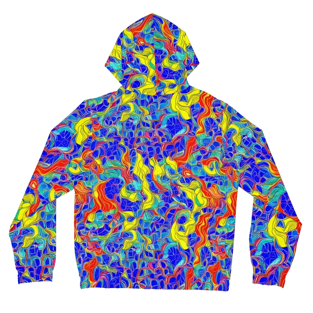 Blue Flame Maze on Women's Full-Zip Hoodie — Back