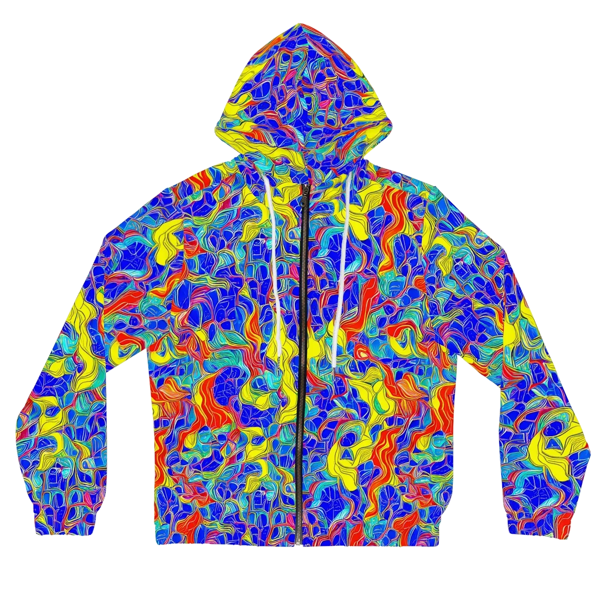 Blue Flame Maze on Women's Full-Zip Hoodie — Front