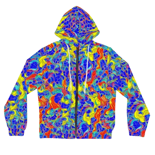 Blue Flame Maze on a Women's Full-Zip Hoodie
