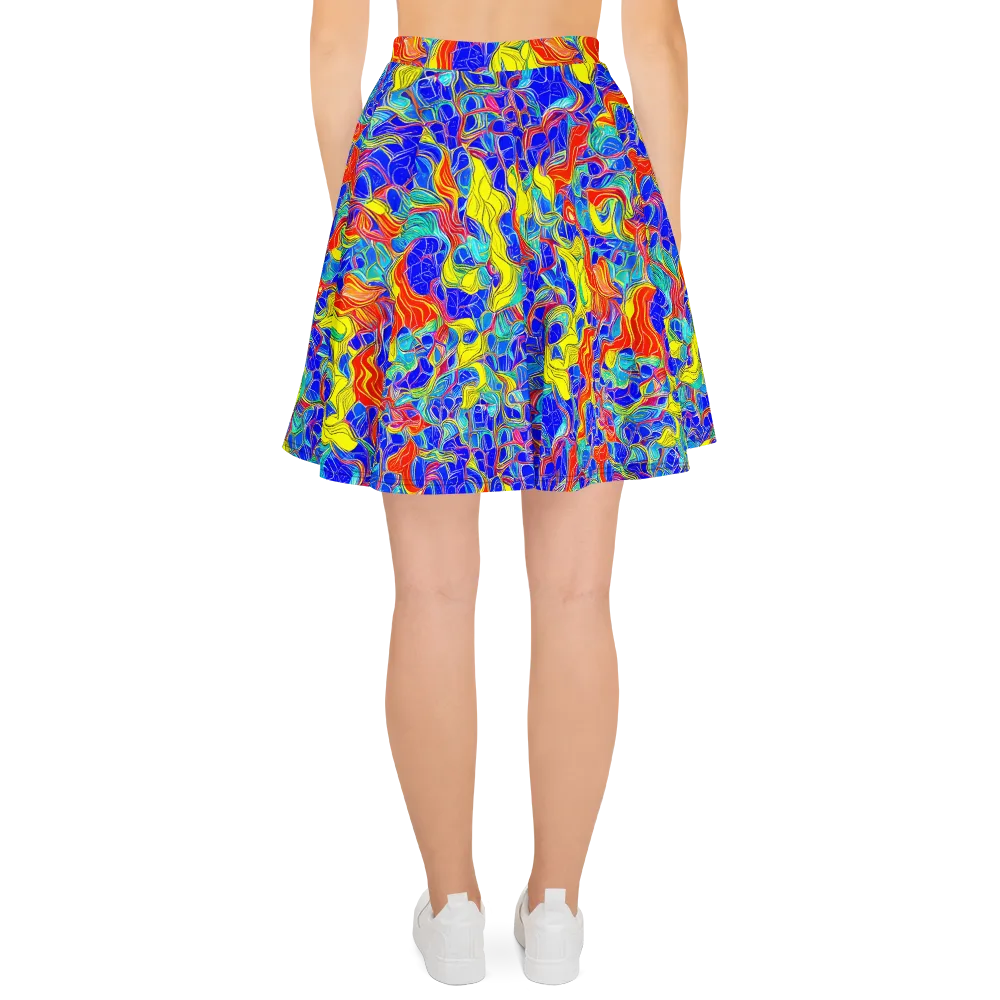 Blue Flame Maze on Skater Skirt — Back