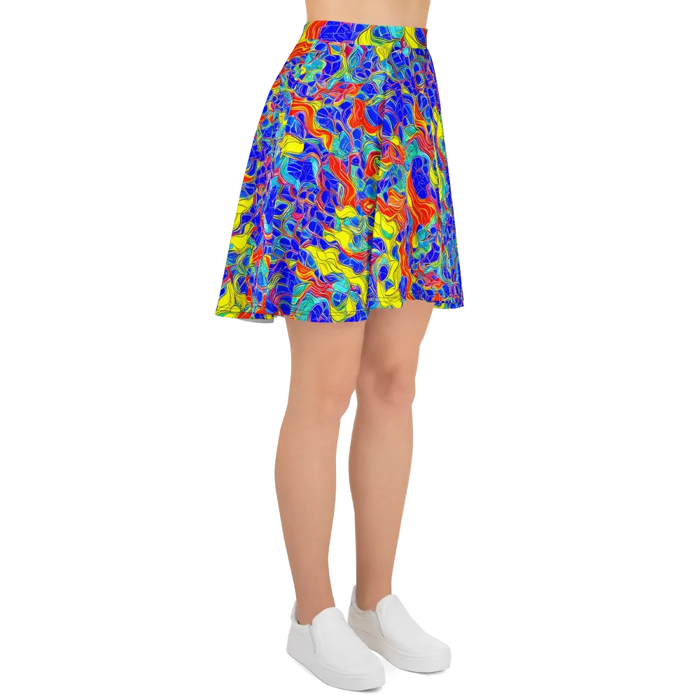 Blue Flame Maze on Skater Skirt — Right