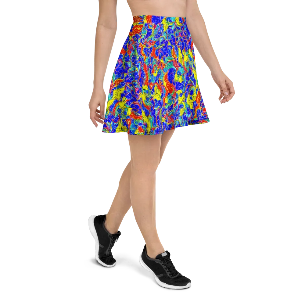 Blue Flame Maze on Skater Skirt — Right