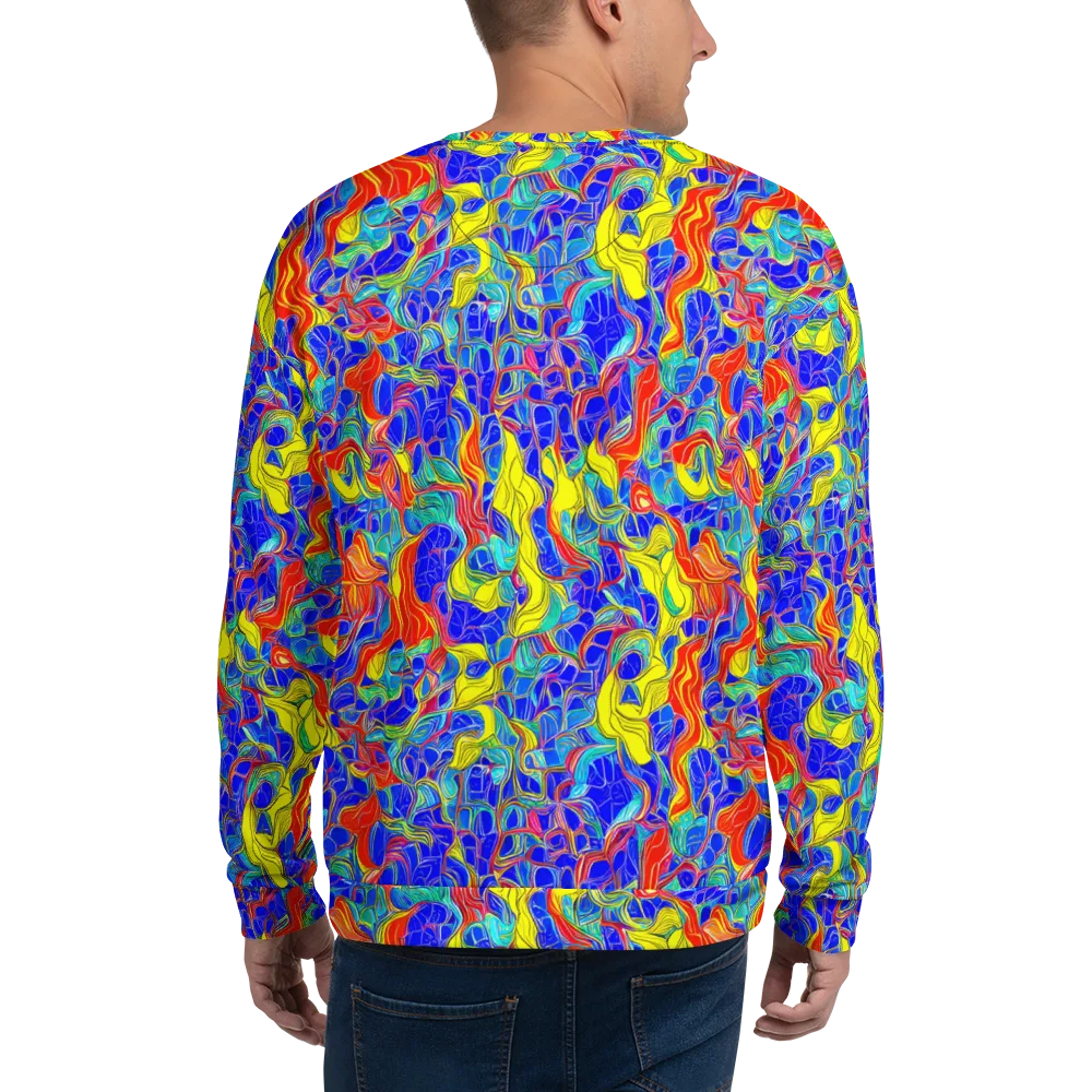 Blue Flame Maze on Sweatshirt — Back