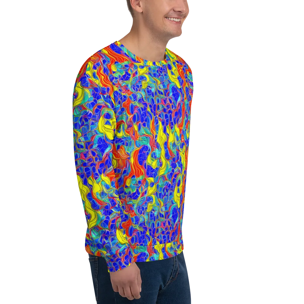 Blue Flame Maze on Sweatshirt — Right Front