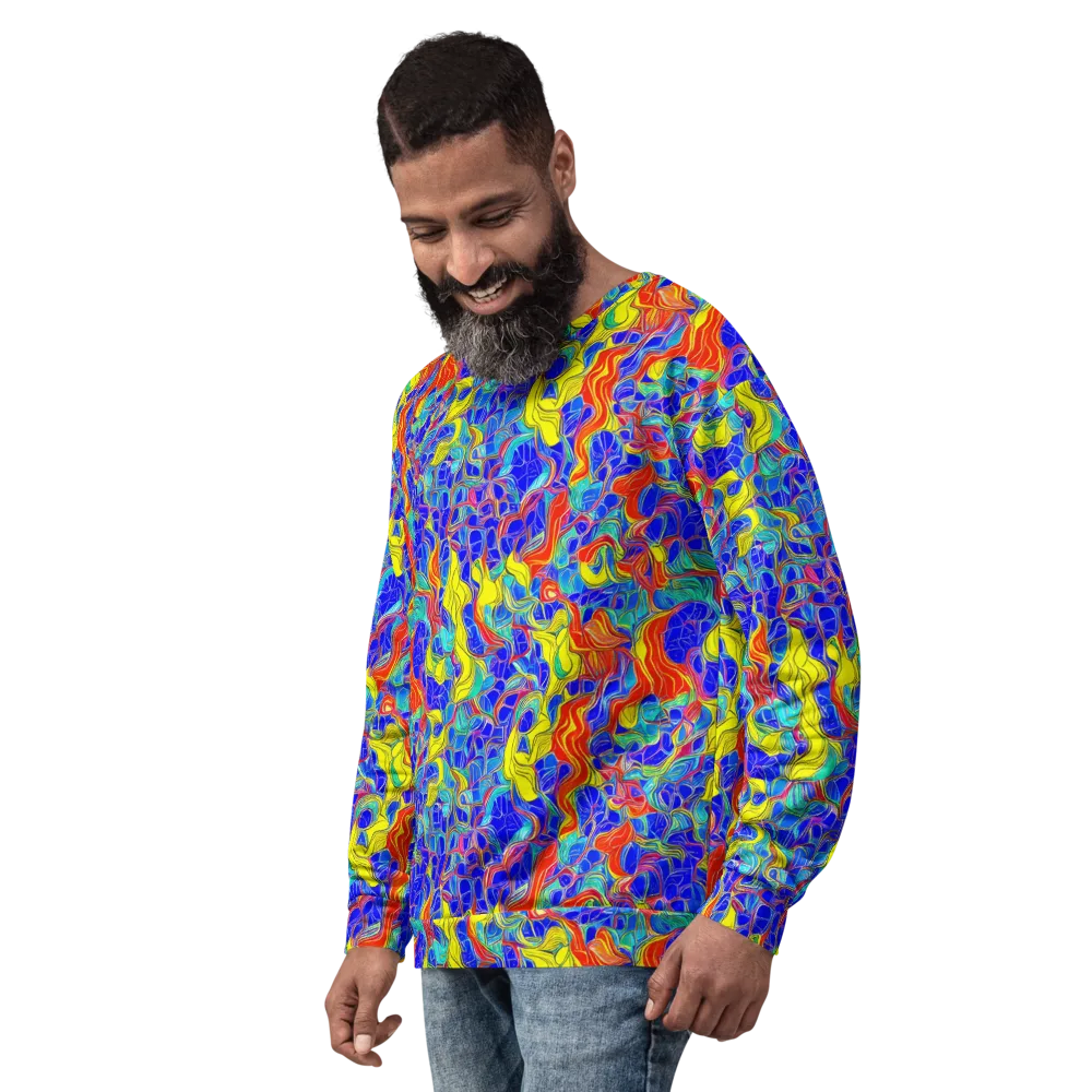 Blue Flame Maze on Sweatshirt — Left Front