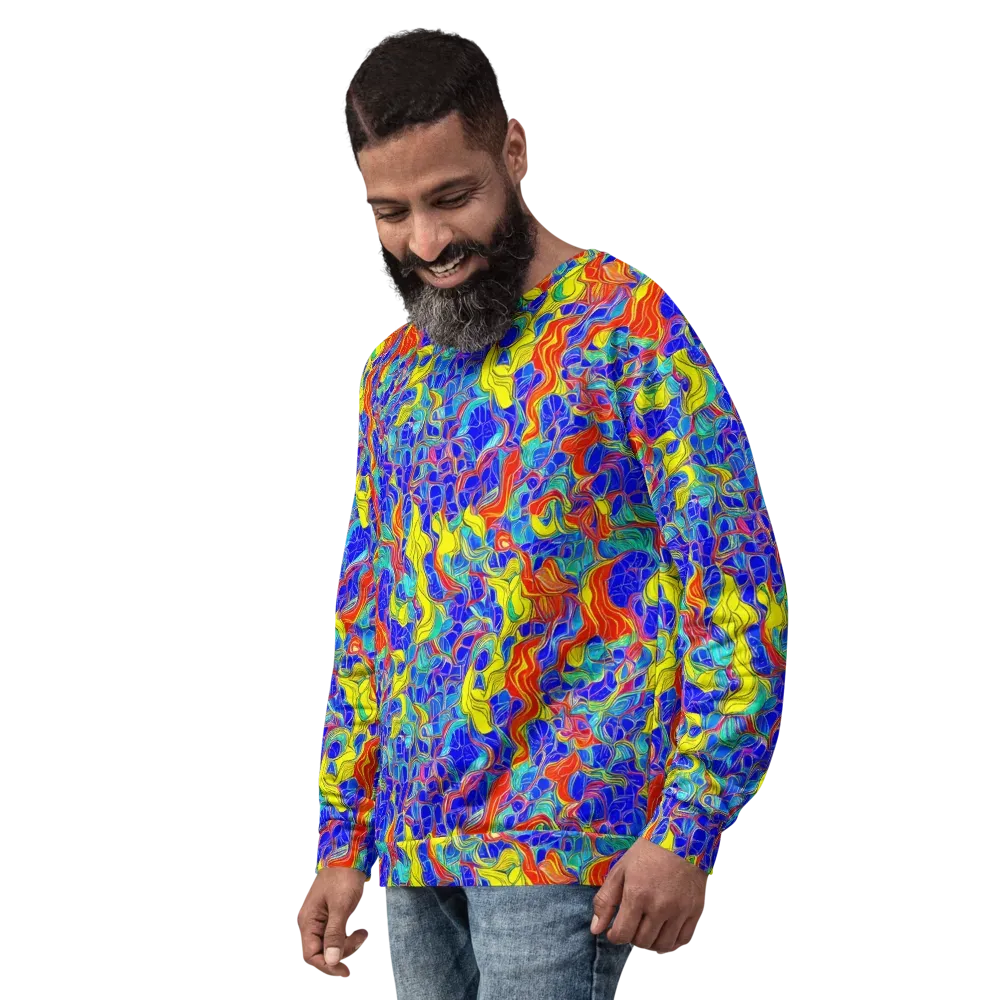 Blue Flame Maze on Sweatshirt — Left Front