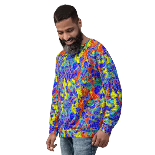 Blue Flame Maze on a Sweatshirt
