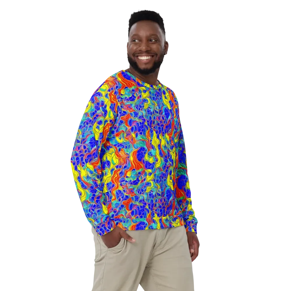 Blue Flame Maze on Sweatshirt — Front