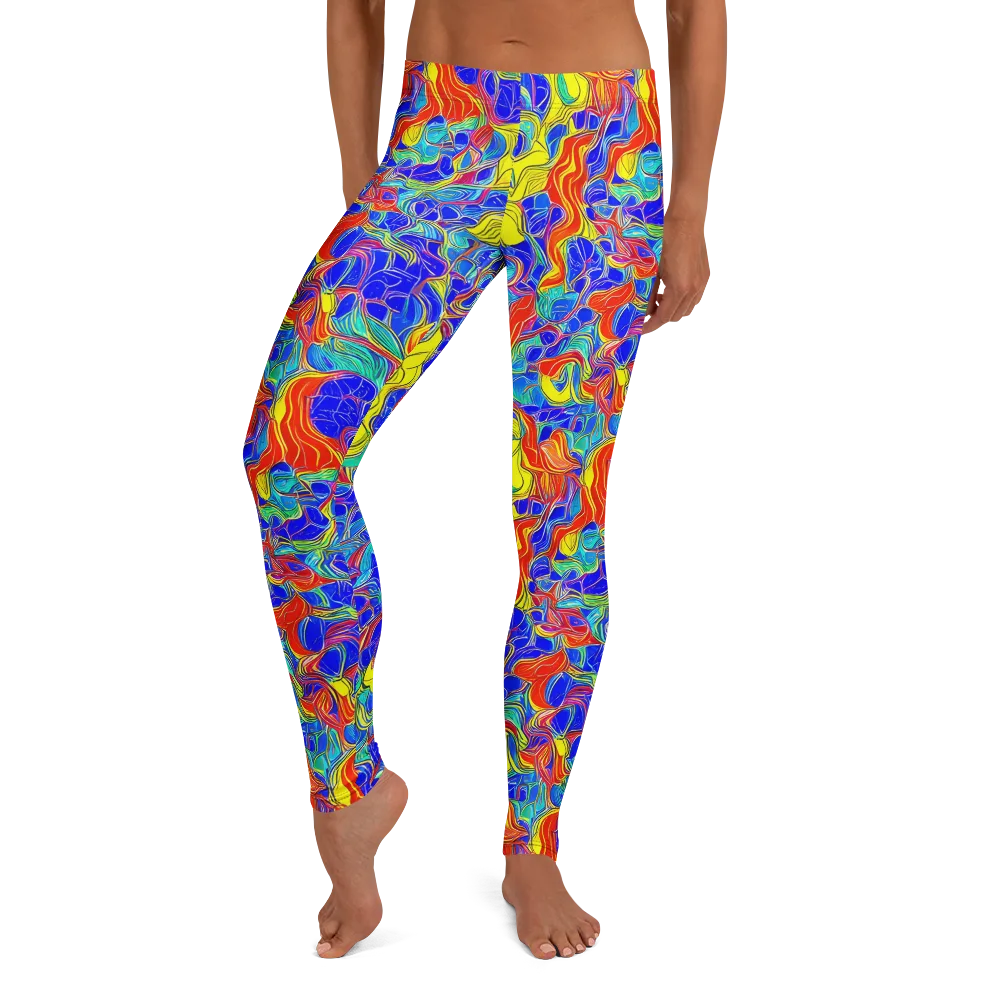 Blue Flame Maze on Leggings — Front