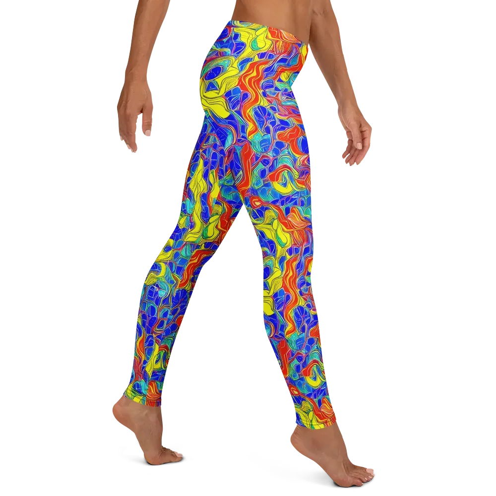 Blue Flame Maze on Leggings — Right