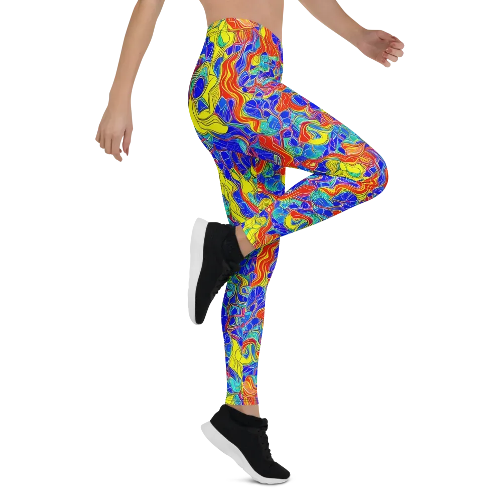 Blue Flame Maze on Leggings — Right