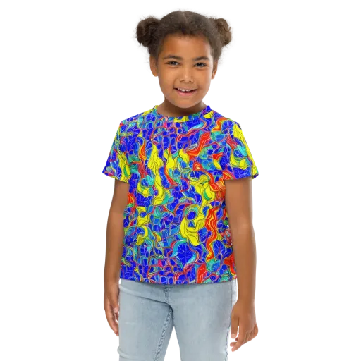 Blue Flame Maze on a Kids Crew Neck T-Shirt