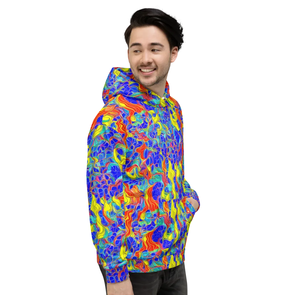 Blue Flame Maze on Hoodie — Right