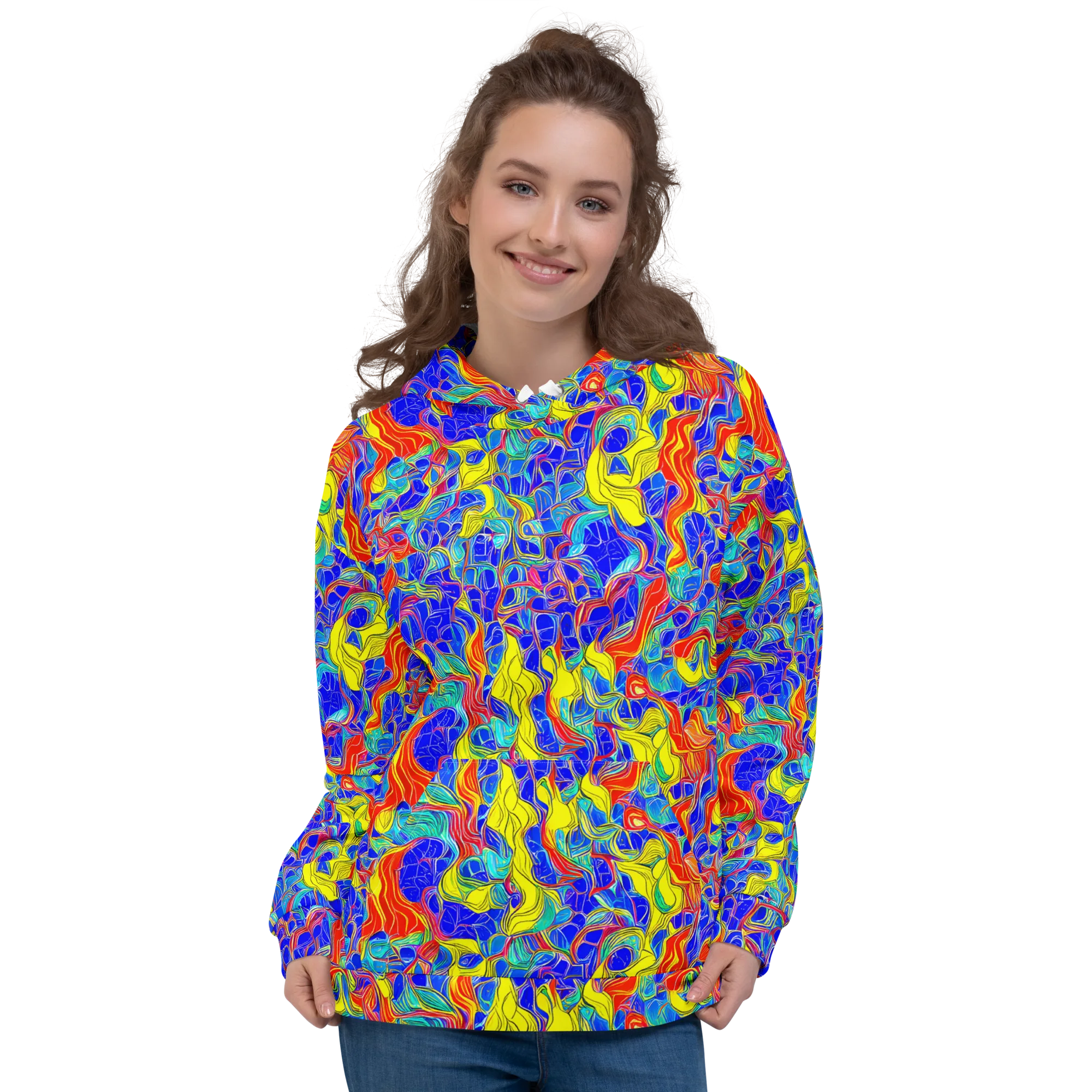 Blue Flame Maze on Hoodie — Front