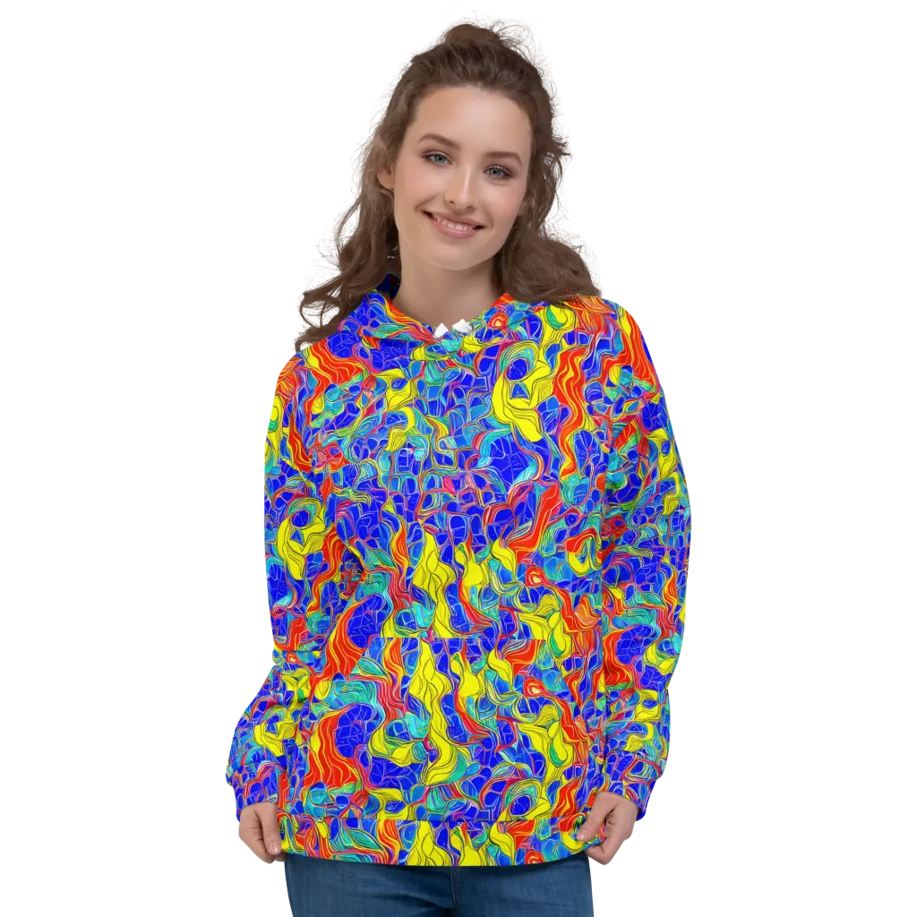 Blue Flame Maze on Hoodie — Front