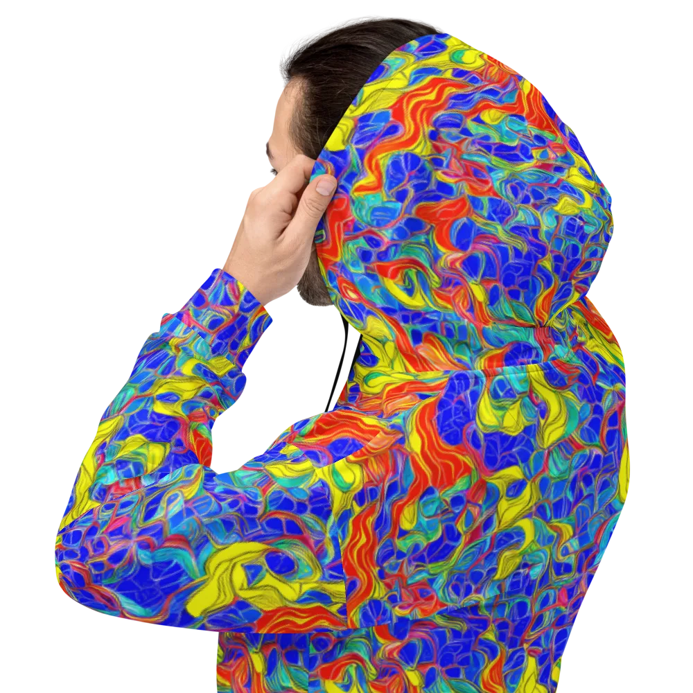 Blue Flame Maze on Hoodie — Back