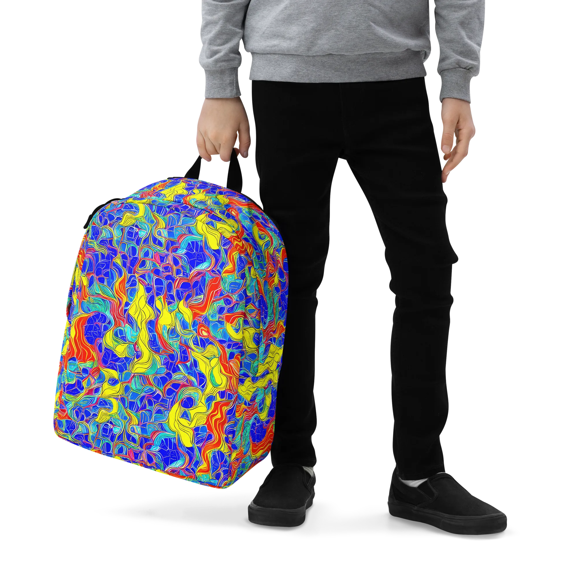 Blue Flame Maze on Minimalist Backpack — Zoomed-in