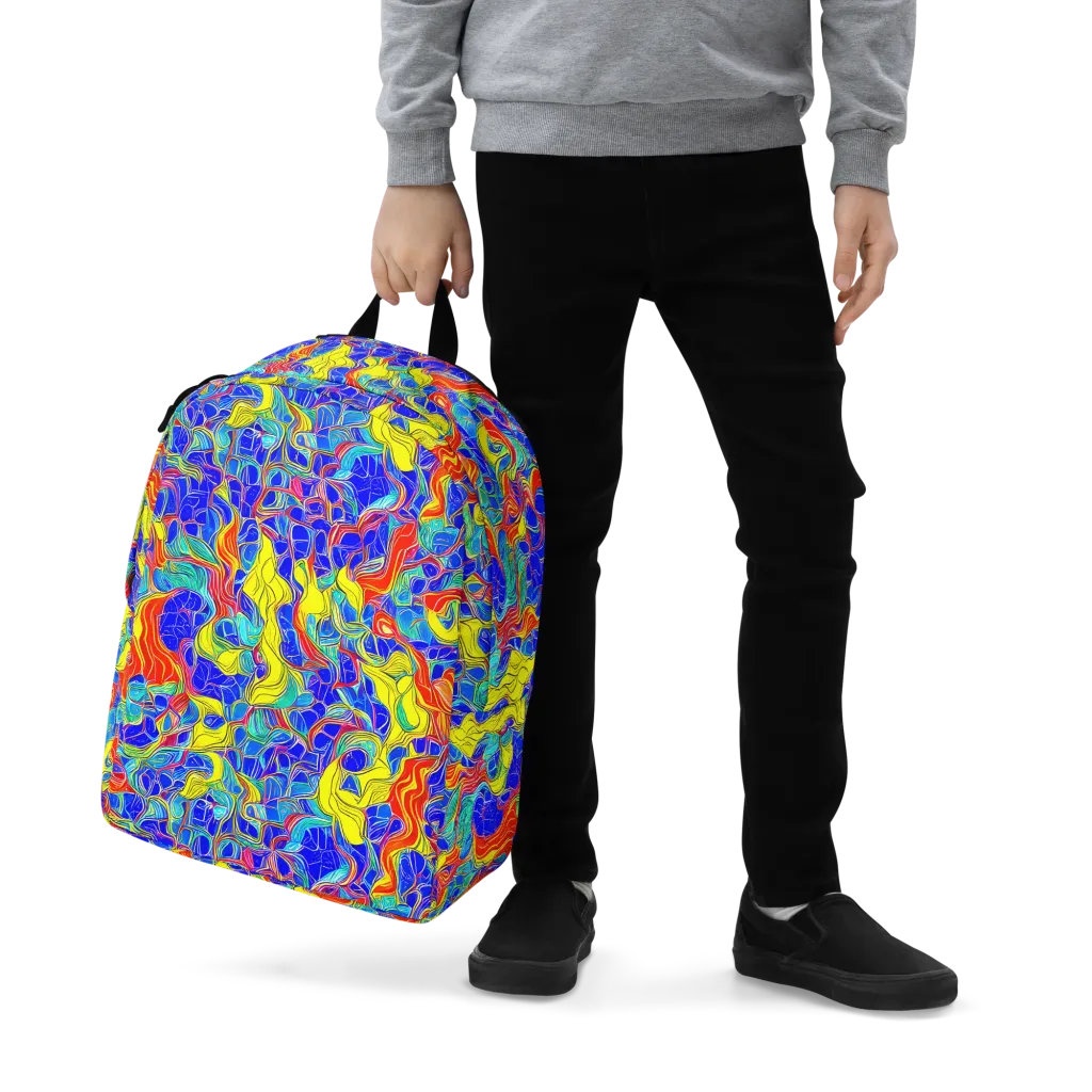 Blue Flame Maze on Minimalist Backpack — Zoomed-in