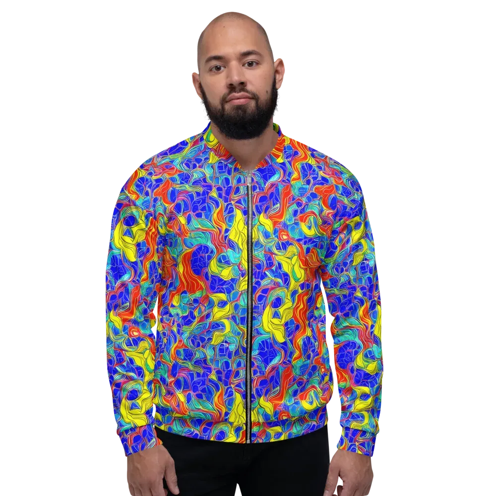 Blue Flame Maze on Bomber Jacket — Front