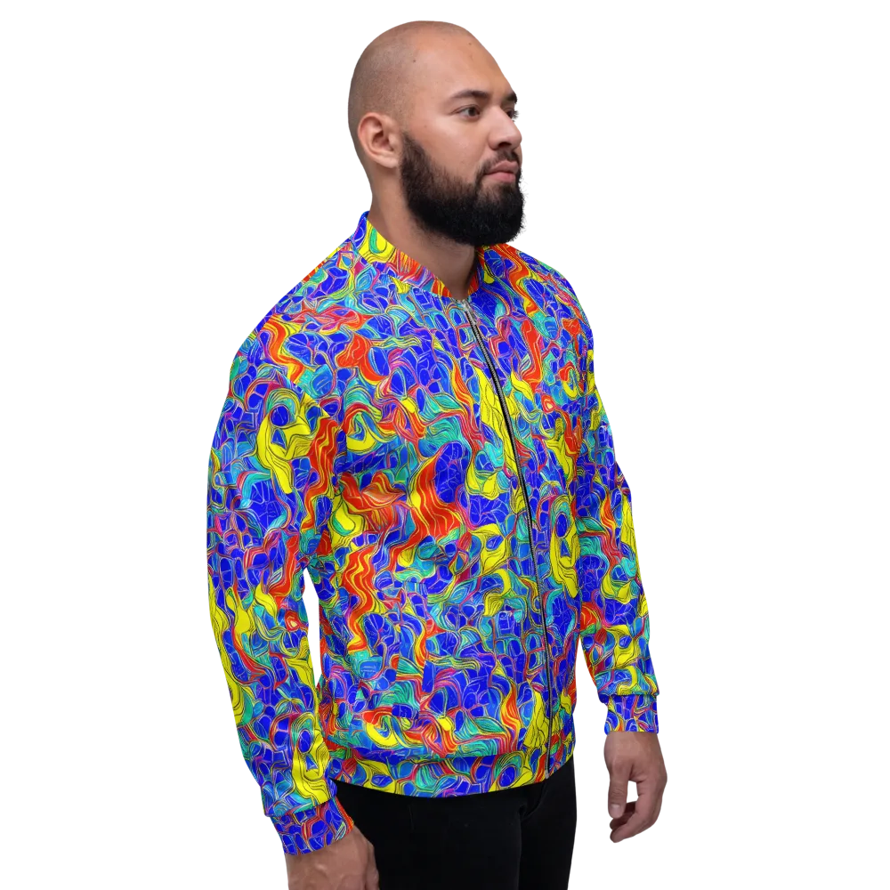 Blue Flame Maze on Bomber Jacket — Right