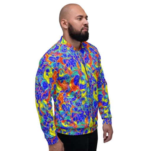Blue Flame Maze on a Bomber Jacket