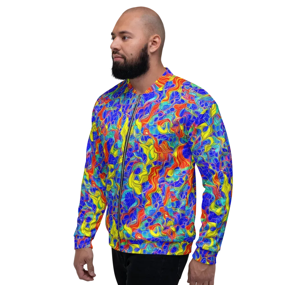 Blue Flame Maze on Bomber Jacket — Left