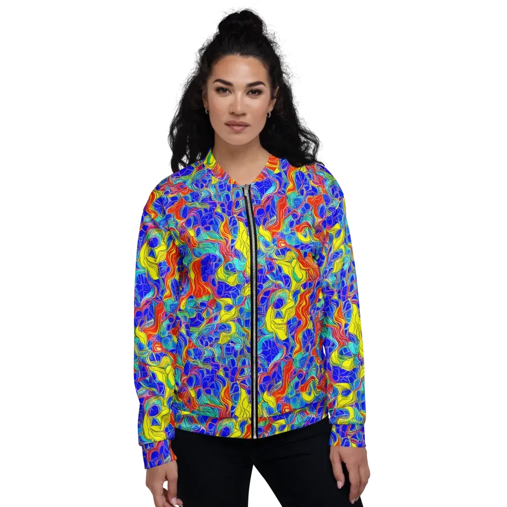 Blue Flame Maze on Bomber Jacket — Front