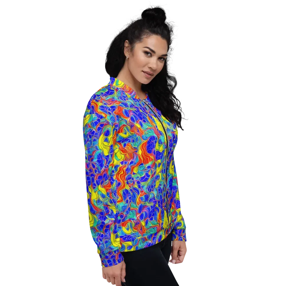 Blue Flame Maze on Bomber Jacket — Right
