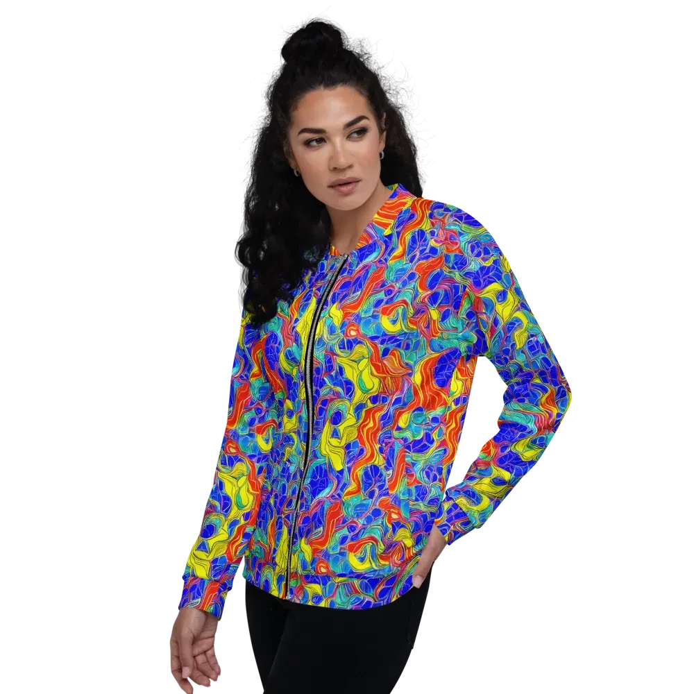 Blue Flame Maze on Bomber Jacket — Left