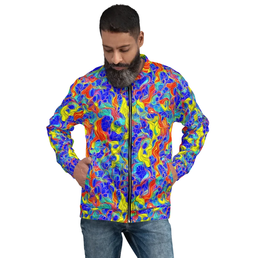 Blue Flame Maze on Bomber Jacket — Front