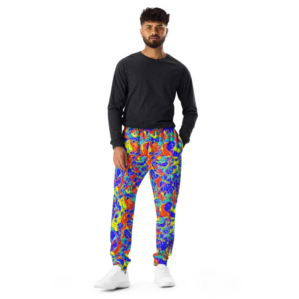 Blue Flame Maze on Men's Joggers — Front