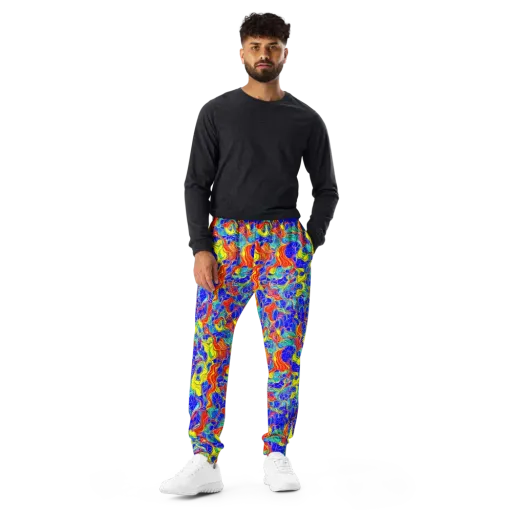 Blue Flame Maze on a Men's Joggers