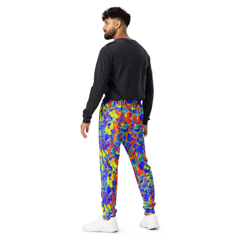 Blue Flame Maze on Men's Joggers — Back
