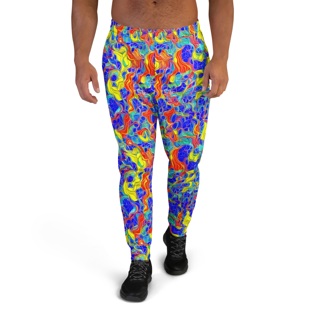 Blue Flame Maze on Men's Joggers — Front