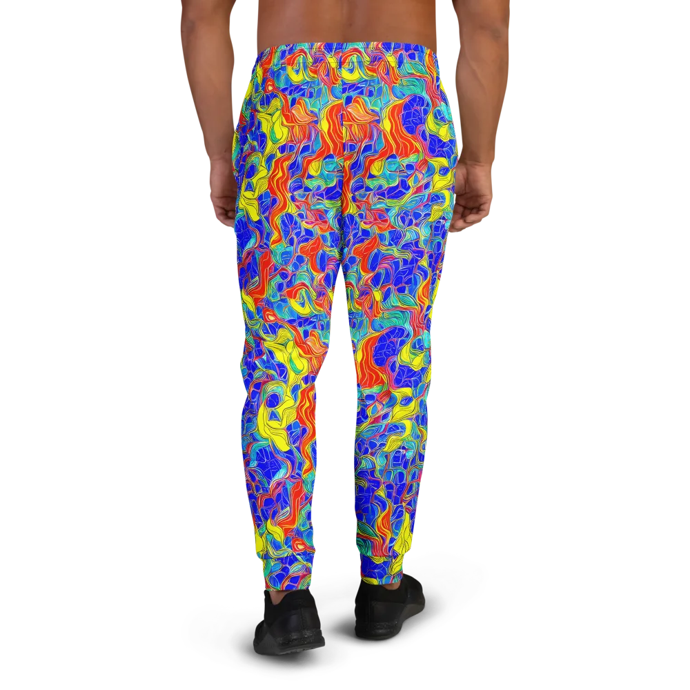 Blue Flame Maze on Men's Joggers — Back