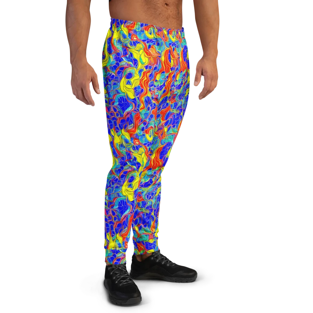 Blue Flame Maze on Men's Joggers — Right