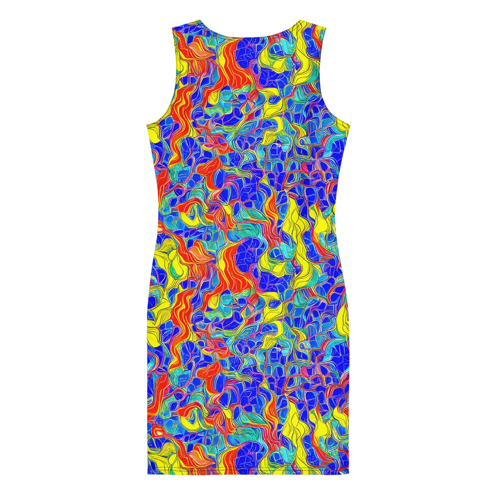 Blue Flame Maze on Bodycon Dress — Back