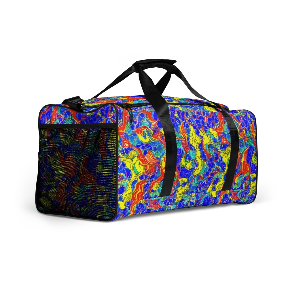 Blue Flame Maze on Duffle Bag — Right Front