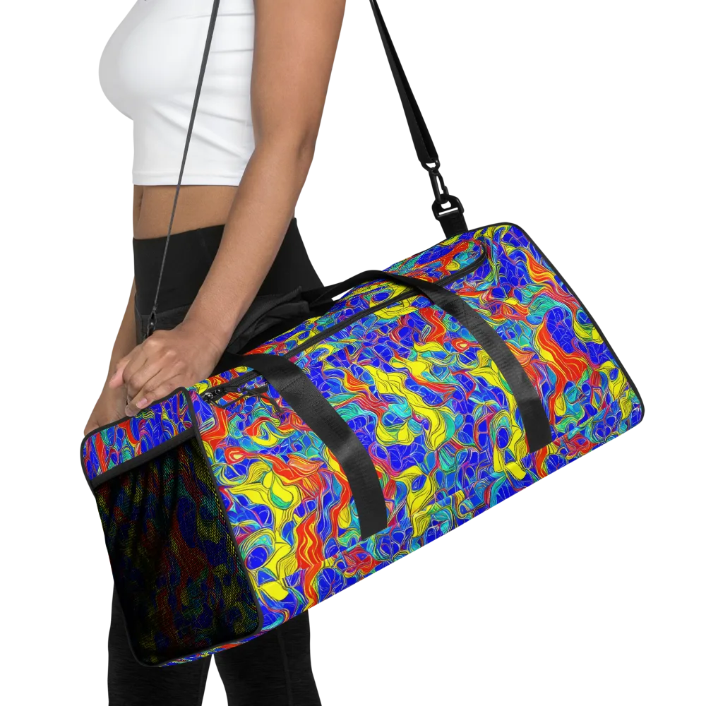 Blue Flame Maze on Duffle Bag — Front