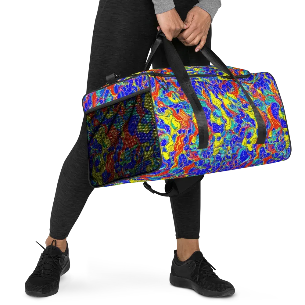 Blue Flame Maze on Duffle Bag — Right Front