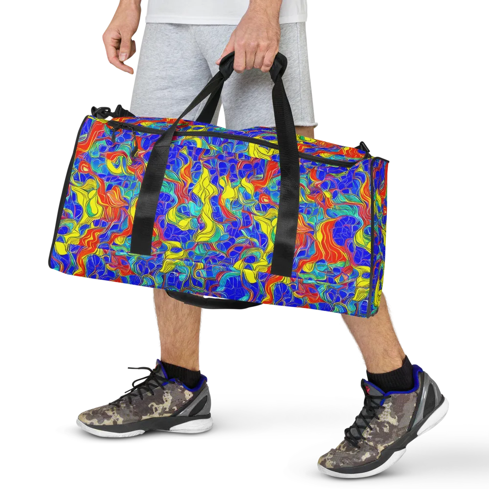Blue Flame Maze on Duffle Bag — Front
