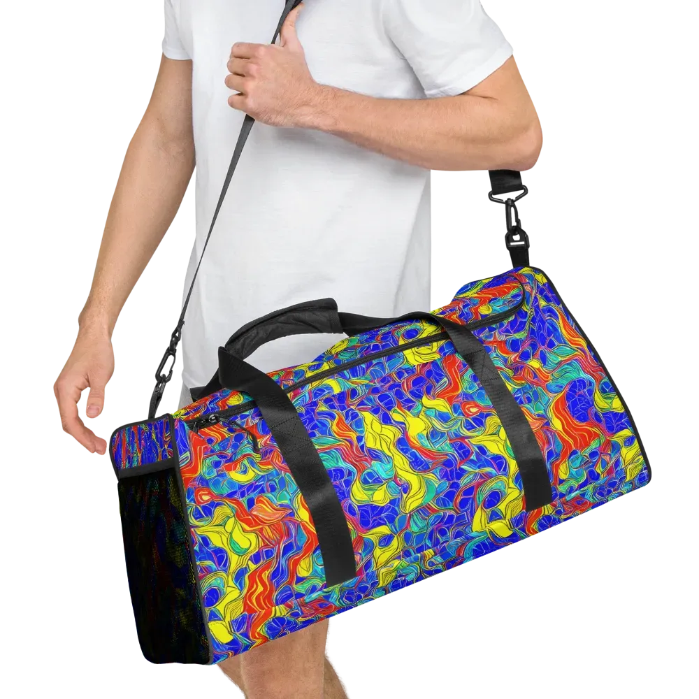 Blue Flame Maze on Duffle Bag — Right Front