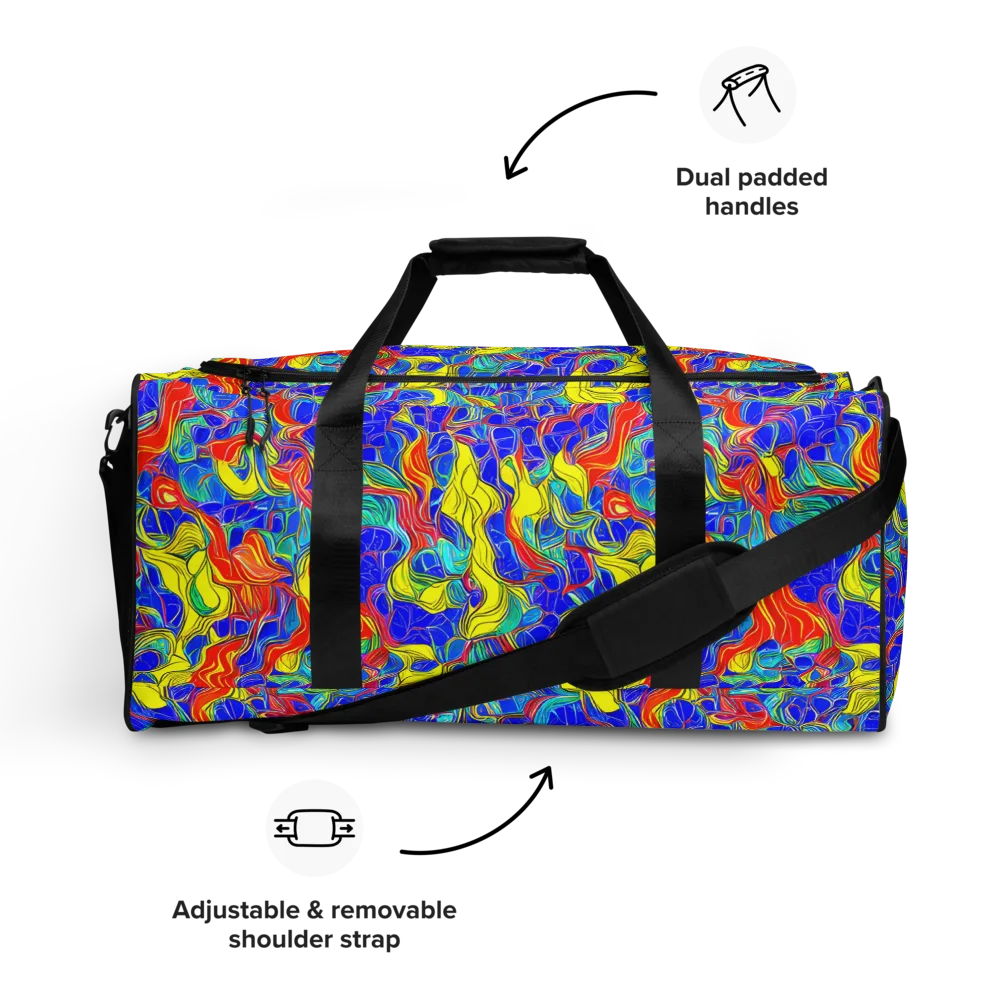 Blue Flame Maze on Duffle Bag — Front