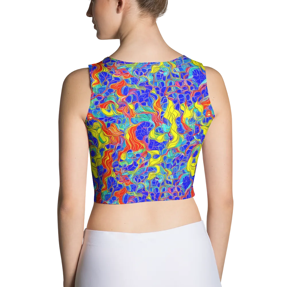 Blue Flame Maze on Crop Top — Back