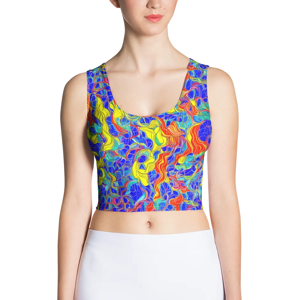 Blue Flame Maze on Crop Top — Front